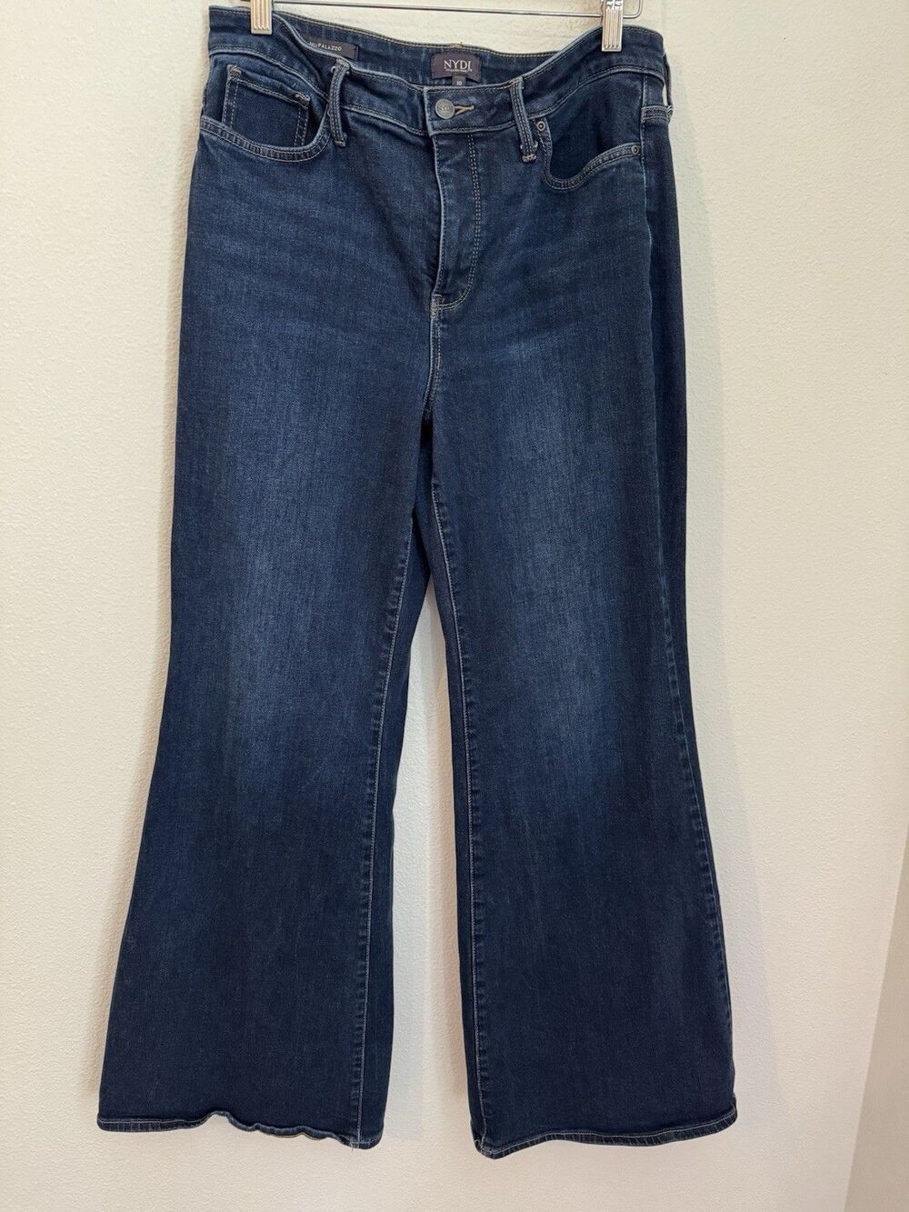 NYDJ Mia Palazzo Jeans Medium Wash Blue High Rise Wide Leg Denim Women's Size 10